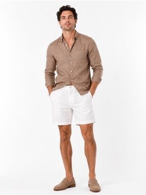 Zara Men's White Flat-Front Shorts